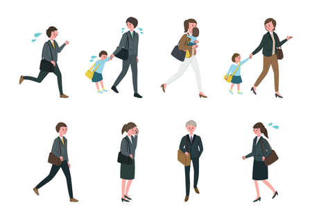 Vector illustration set of people commuting to workのイラスト素材