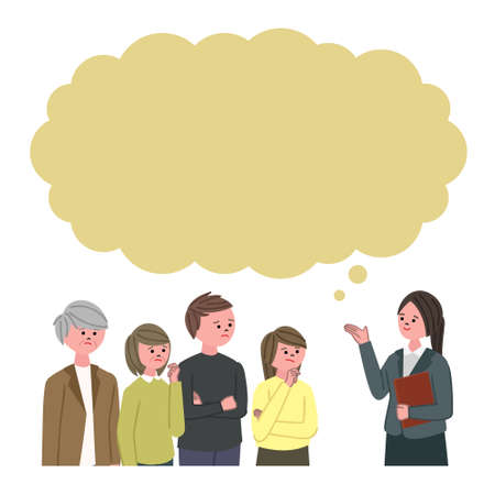 Vector illustration of woman talking to peopleのイラスト素材