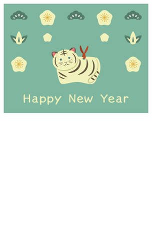Tora-no-yen New Year's Card Tora no Dorin and Shochiku Ume Kajo onlyのイラスト素材