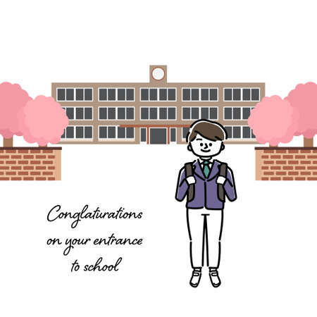 Vector illustration of elementary school student.のイラスト素材