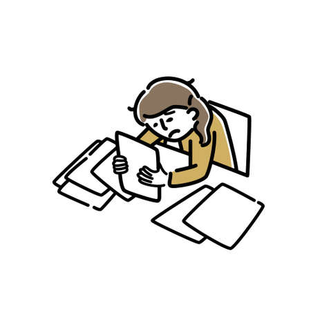 Vector illustration of business woman exhausted from work.のイラスト素材
