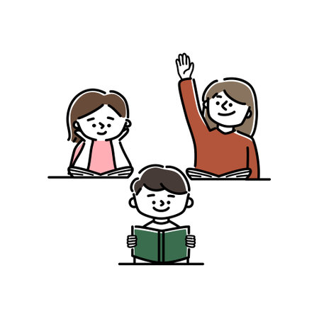 Vector illustration of children in classroom.のイラスト素材