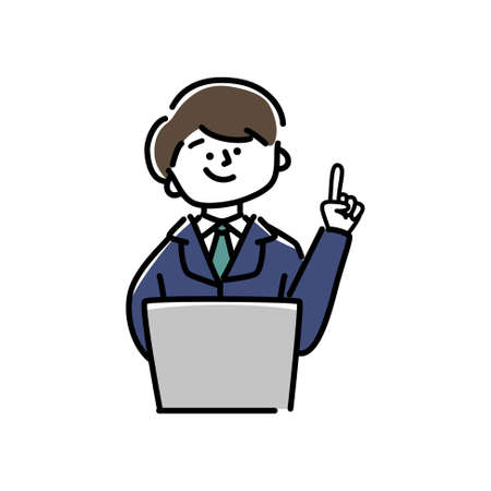 Vector illustration of business man pointing upwardのイラスト素材