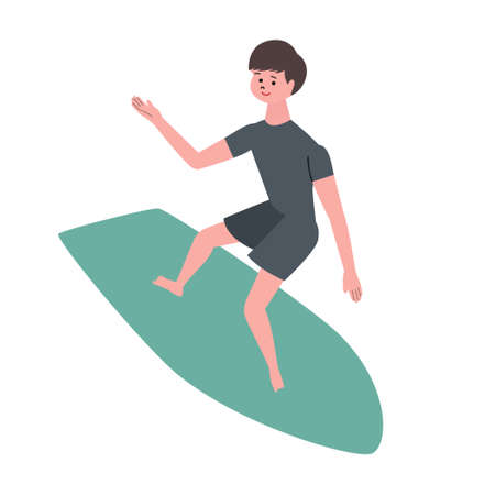 Vector illustration of man surfing.のイラスト素材
