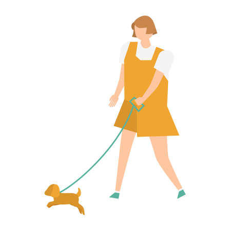 Vector illustration of man walking with his dog.のイラスト素材