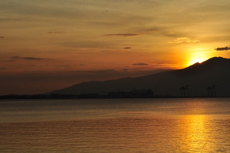Sunset shot from the former US Naval Base in Subic, Zambales, Philippinesの写真素材