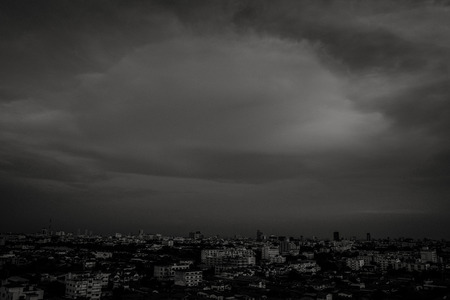 evening landscape  in Bangkok,Thailand. Black and White.の写真素材