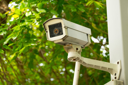 CCTV recording important events and a guard houseの写真素材