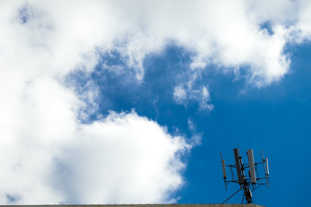 blue sky with cloud and electric pole in Line Thailandの写真素材