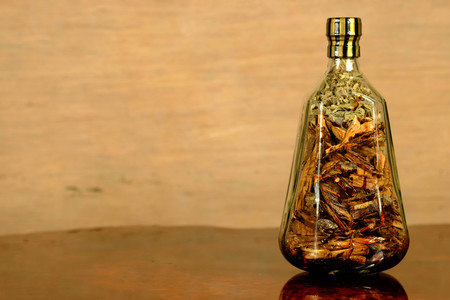 herbal ingredients make  for Thai whisky ,whisky thai vintage ("Ya-Dong" thai  name)の写真素材