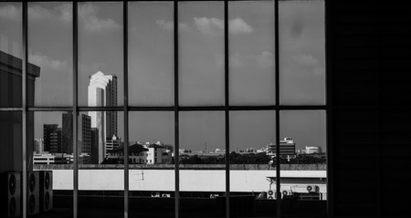 Black and white abstract Windows view .の写真素材