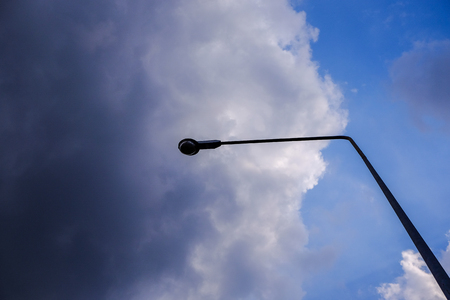 blue sky with cloud and electric pole in  Thailand.(Selective focus)の写真素材