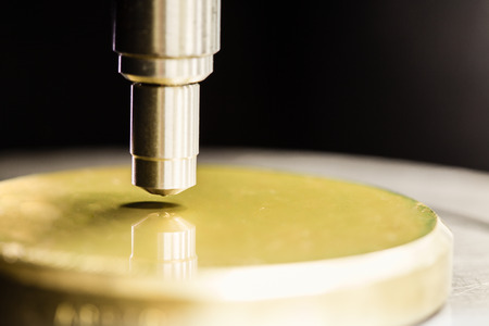 Indenter closeup with calibration block