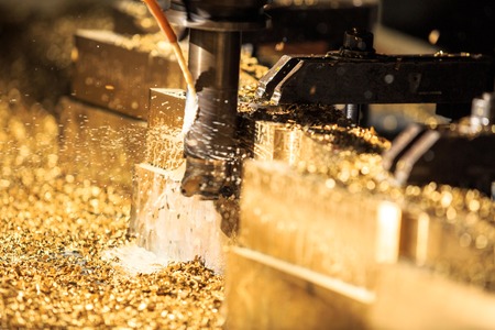 Bronze forming by CNC milling machine cuttingの写真素材