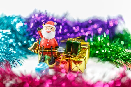 Santa claus christmas celebration with gift boxの写真素材