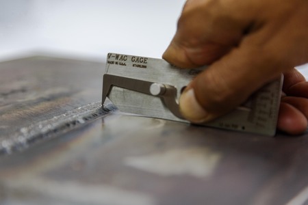 Dimension inspection weldment by welding gageの写真素材