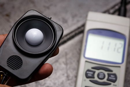 light meter sensor test on weld specimenの写真素材