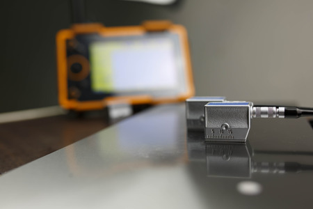 Calibration angle beam probe with calibration block