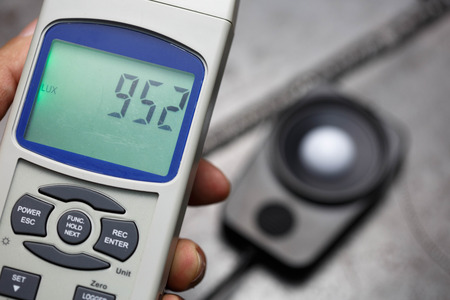 light meter test on weld specimenの写真素材