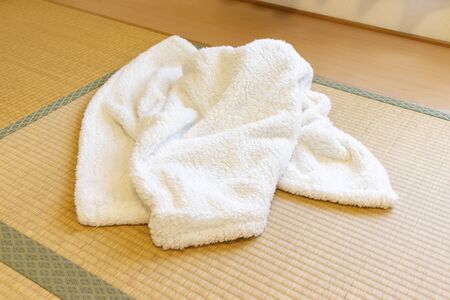Blanket left on tatami matの写真素材