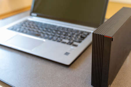 Laptop and external hard disk