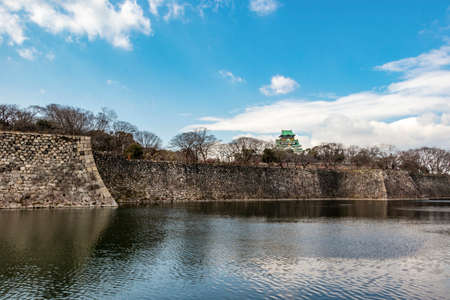 Castle moat filled with waterの写真素材