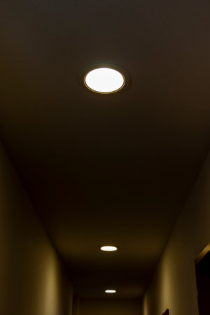Small lights on the ceiling at the hallway