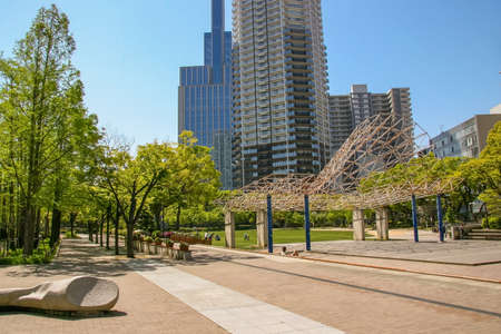 City park in Kobe on sunny day