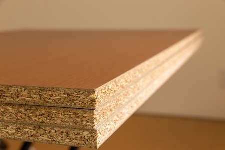 Wooden boards that have been cut and stackedの写真素材