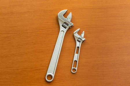 Two adjustable wrenches of different sizes