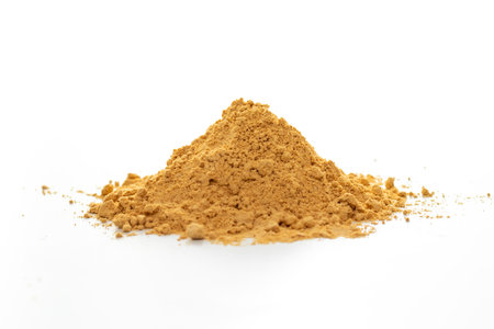 Heap of brown soybean flourの写真素材