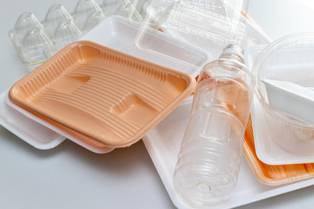 Lots of used plastic packaging container