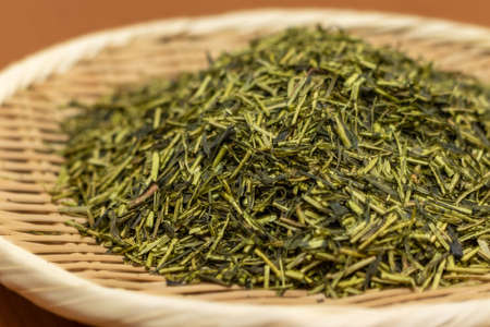 Close up on the Japanese tea leaves