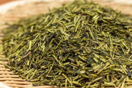 Close up on the Japanese tea leaves