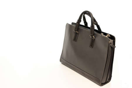 Black business bag on white backgroundの写真素材