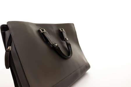 Black business bag on white backgroundの写真素材