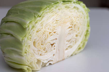 Fresh cabbage cut in halfの写真素材