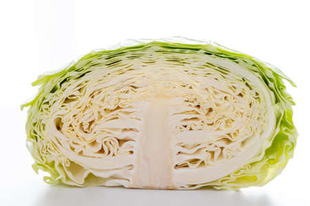 Cross section of cabbage cut in halfの写真素材