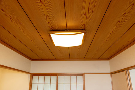 Wooden ceiling in Japanese roomの写真素材