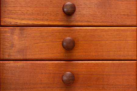 Stacked drawers in wooden furnitureの写真素材