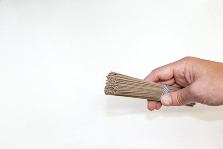 A bunch of dried soba noodlesの写真素材