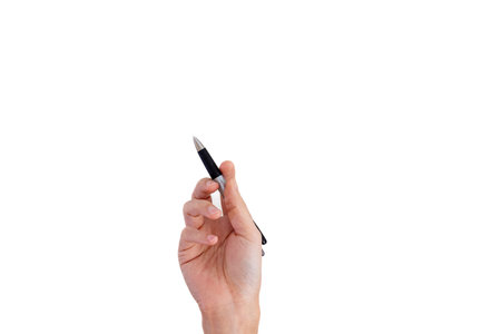 Male hand holding a penの写真素材