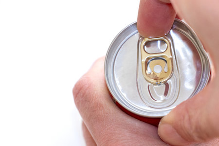 Pulling the tab on a can of drink