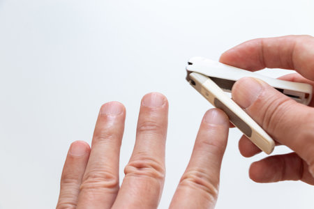 File fingernails with a nail fileの写真素材