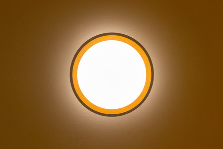 A circular lighting on the ceiling