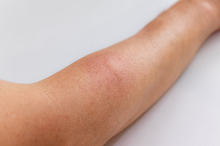 A swollen arm after insect bitesの写真素材
