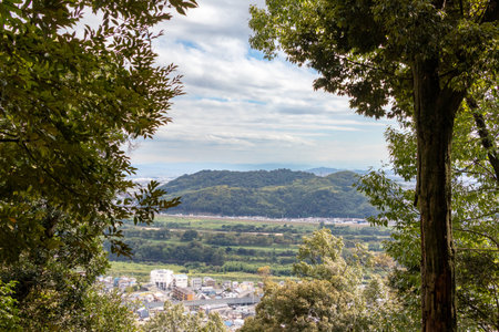 Mt. Otokoyama seen from Mt. Tennozan, Kyoto Prefectureの写真素材