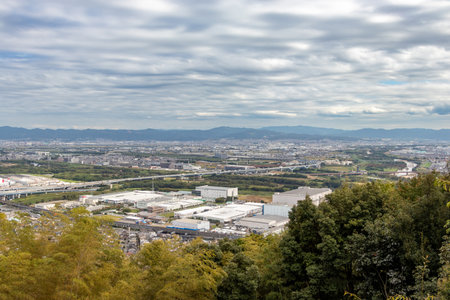 View from Mt. Tennozan in Oyamazaki, Kyoto Prefectureの写真素材