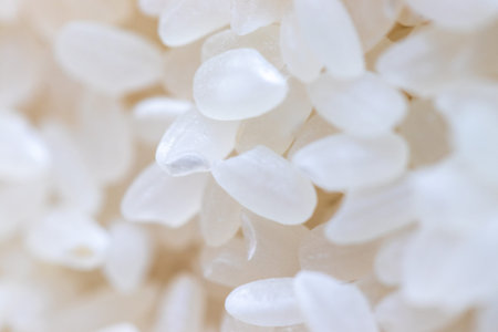 Surface texture of white rice grainsの写真素材