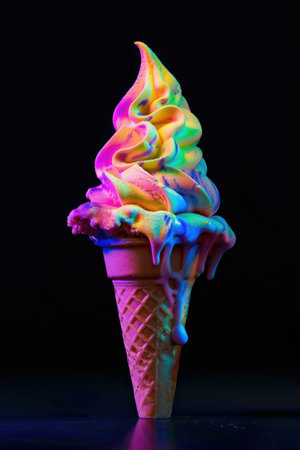 colorful ice cream black background. creative photo. created by aiの写真素材
